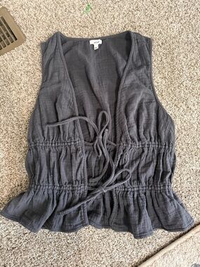 aerie Charcoal Gray Tie-Front Sleeveless Tank